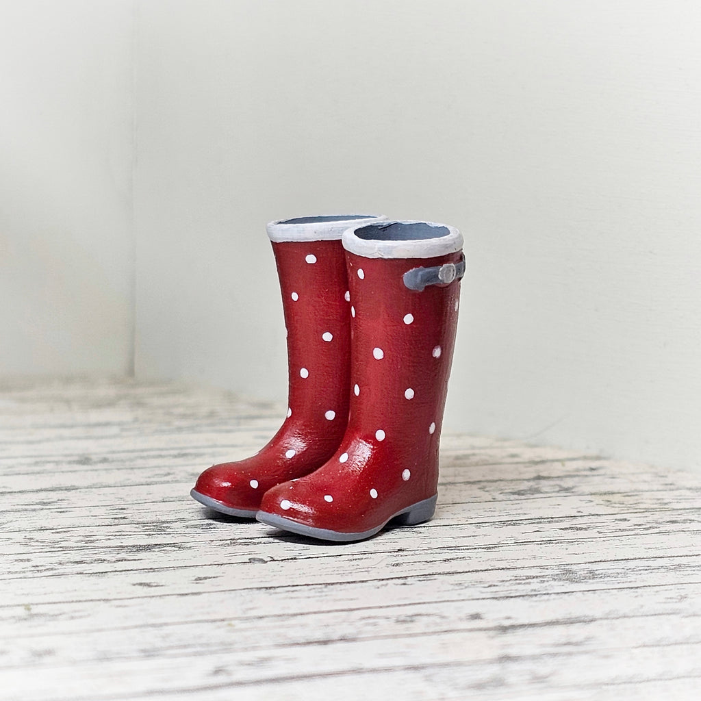 Gummistiefel rot mit Punkten