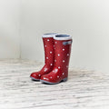 Gummistiefel rot mit Punkten
