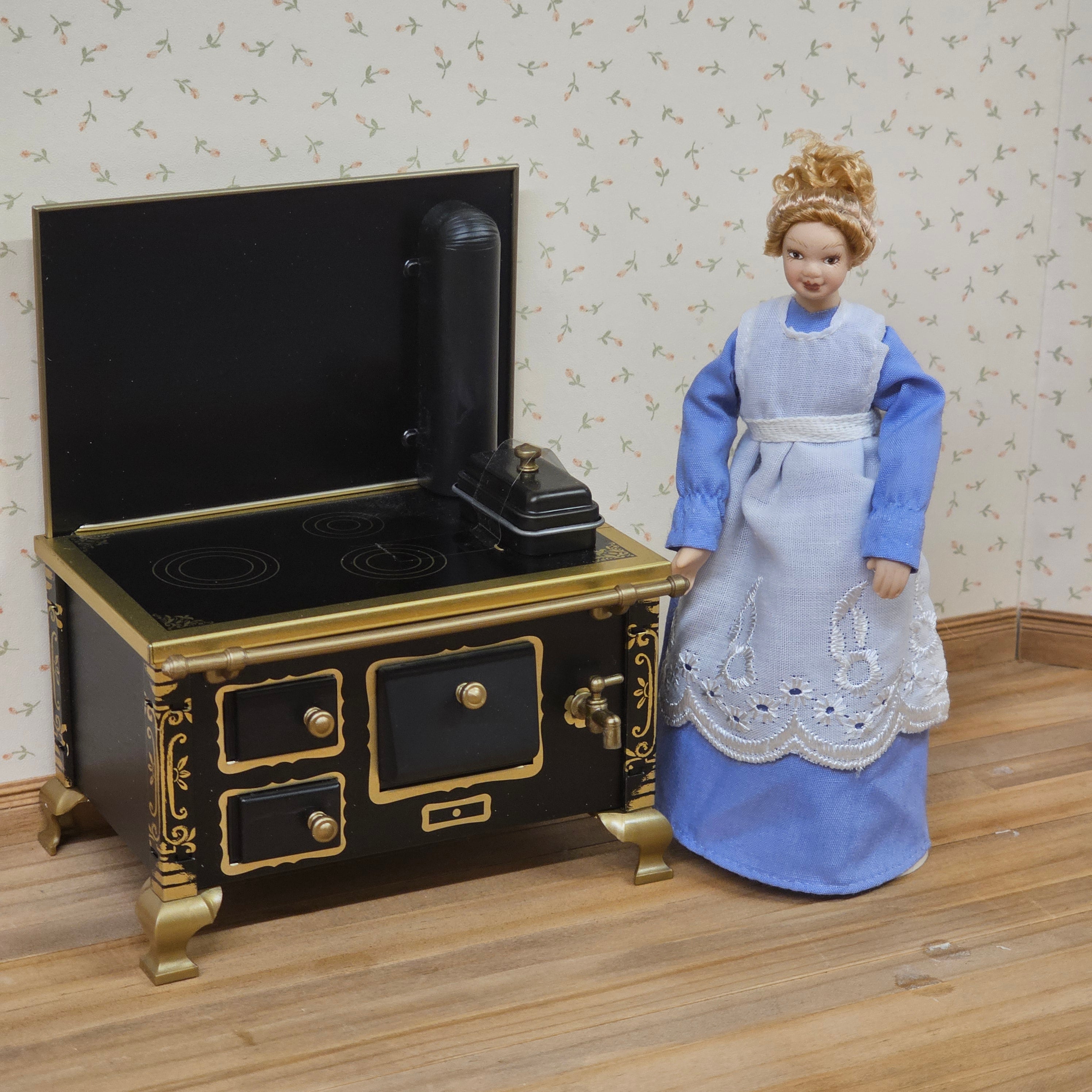 Puppe Hausangestellte blau