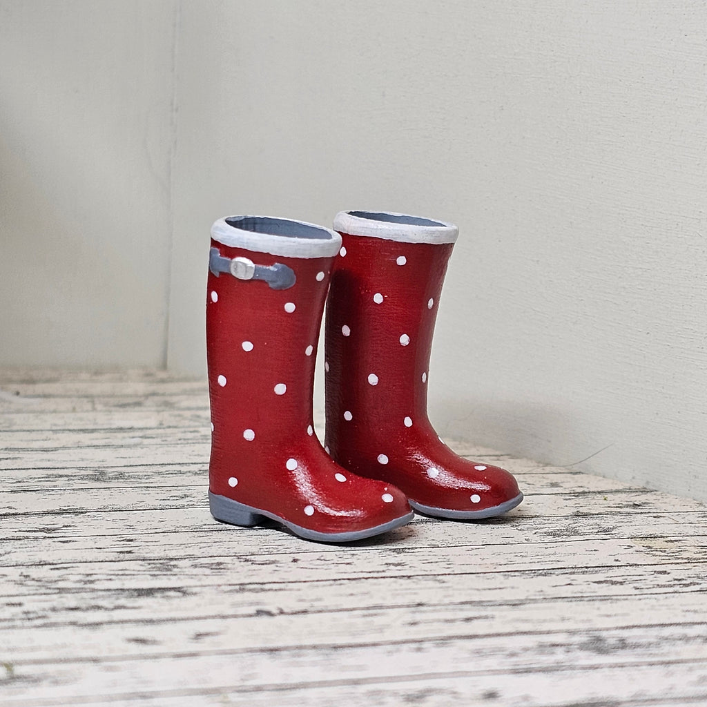 Gummistiefel rot mit Punkten